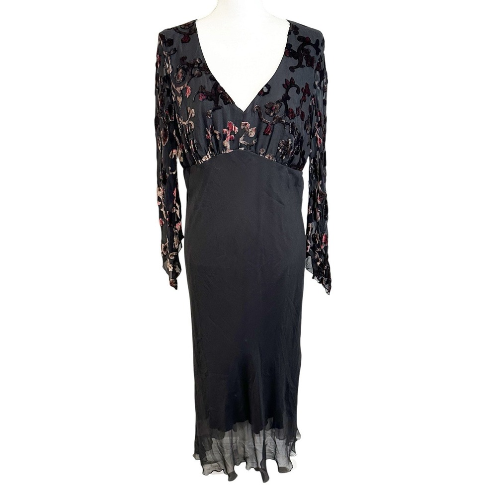 Jonathan Martin Silk Velvet Burnout Dress Size 16 Fairy Grunge Y2K 90s Whimsgoth